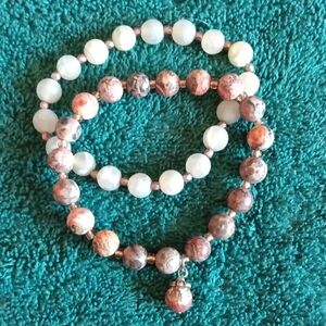 Stone Beaded Bracelets - White and Brown